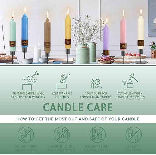 Sage Green Short Taper Candle 7 Inch Candlesticks Unscented Dripless Tapered Candle Set for Home Decor Wedding Party Dinner Candles, 4 Pack - Image 6