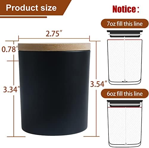 CONNOO 15 Pack 7 OZ Matte Black Candle Jars with Bamboo Lids - Image 2
