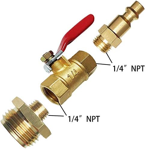 Winterize Blowout Adapter with 1/4" Male Quick Plug & 3/4" Female Garden Hose Threading, Brass Quick Fitting with Ball Valve for Blowing Out Water to Winterize Water Lines (Male+Female GHT) - Image 3