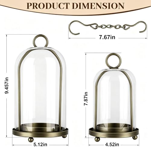 Glass Hurricane Candle Holder Decorative Candle Lantern Antique Pewter - Image 2