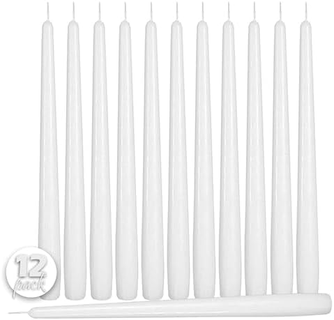12 Pack Tall Taper Candles - 12 Inch White Dripless, Unscented Dinner Candle - Paraffin Wax with Cotton Wicks - 10 Hour Burn Time - Image 2