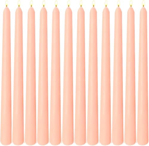 12 Pack 10 inch Soft Peach Taper Candles, Unscented Dripless Candlesticks Bulk for Home Dinner Wedding Romantic, Long-Lasting Burn Time of 7-8 Hour by SihuidaInspiredbyLove
