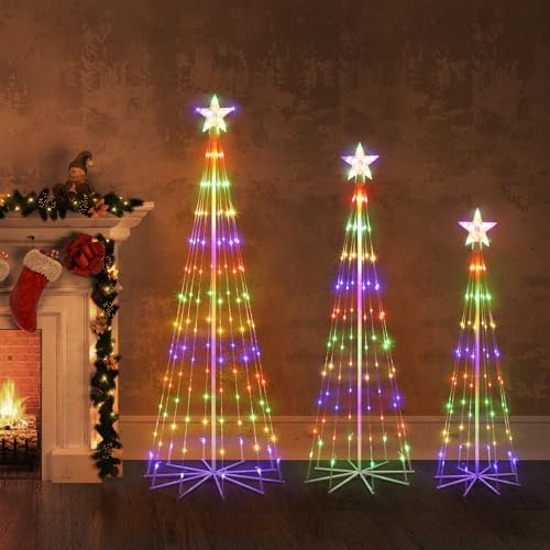 3 Pack LED Outdoor Christmas Tree Light Show Lighted Decorations, 4 Colors, 4ft 5ft 6ft - Image 6
