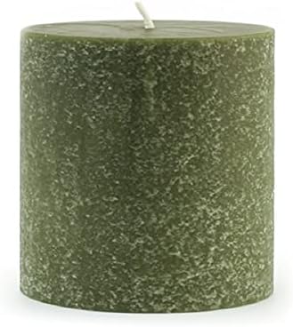 Root Candles Unscented Pillar Candles Beeswax Enhanced Textured Timberline™ Pillar Candle, 3 x 3-Inch, Dark Olive by RootCandles