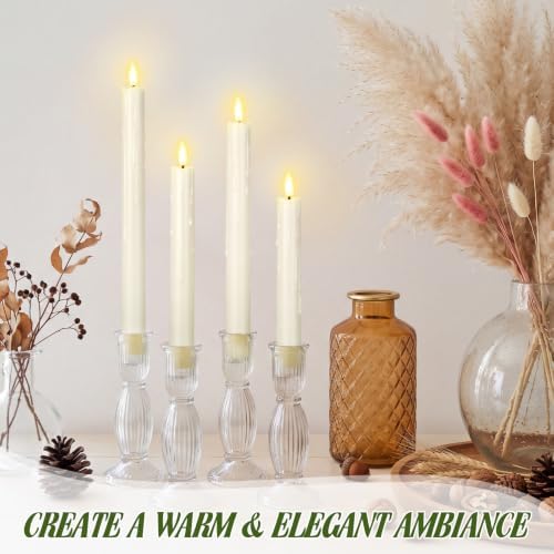 Rossesay 24 Pcs Flameless LED Taper Candles Battery Operated Candle 6.5”, 7.7”, 8.9”, 10” Flameless Candlesticks Flickering for Christmas Church Wedding Indoor Decoration(Dripping, Ivory) - Image 5