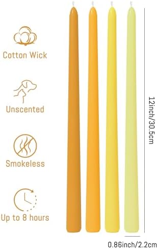 Viyffo Taper Candles, 12 Inch, 4 Pack, Yellow – Unscented, Smokeless Design - Image 3