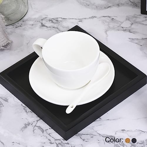 PATIKIL Wood Serving Tray 11.8 Inch, Square Decorative Platter for Home Decor Kitchen Table Candle Holder, Brown - Image 4