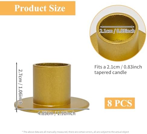 GUTE Gold Taper Candle Holder Matte Iron Candlestick Decor Farmhouse 8Pcs - Image 5
