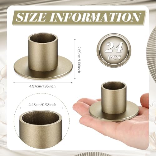 FoldTier 24 Pcs Bronze Taper Candle Holders Bulk for 0.98 Inch Pillar - Image 3