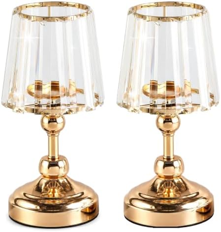 2 Pcs Crystal Candle Holders 11" Gold Hurricane Centerpieces for Wedding - Image 2