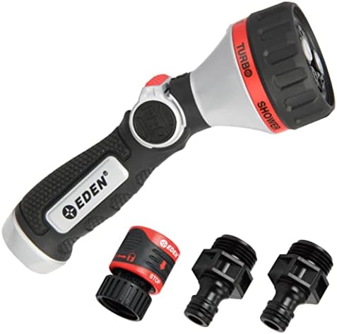 Eden Metal Straight 6-Pattern Hose Nozzle: Thumb Operated, Cyclonic Turbo by EDEN