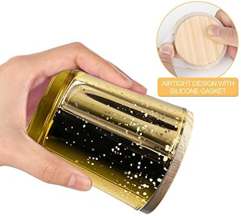 SHOWIN 10 OZ Thick Candle Jars for Making Candles 15 Pcs, Empty Jars with Wood Lids for Candle Making, Sample Container, Gold - Image 3
