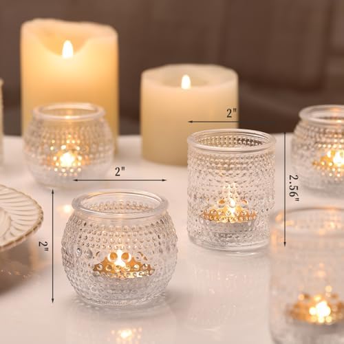 16 Pcs Clear Tealight Candle Holders for Table Centerpieces- Assorted Glass Votive Candle Holders for Wedding Centerpieces, Bridal Shower Decorations, Wedding Table Decor - Image 2