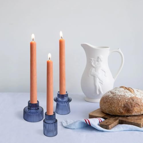 Vixdonos Glass Candlestick Holders Tealight Candle Holders for Table Centerpieces, Wedding Decor and Dinner Party (3 Pcs, Dark Blue) - Image 6