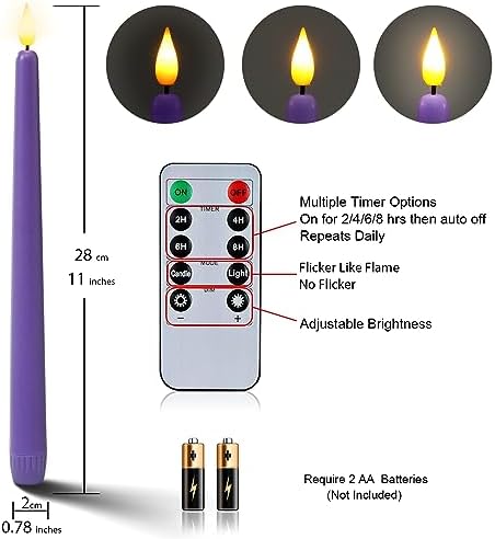 Homemory Battery-Operated LED Flickering Advent Candles, Set of 4 with Remote Timer - For Christmas Wreath - Image 2
