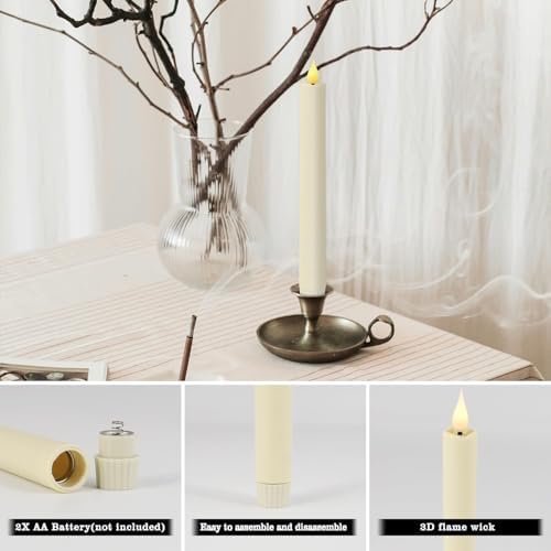 24-Pack Flameless Taper Candles, 9.25 Inch Battery Operated LED Candlesticks with Remote & Timer - Realistic Flickering Flame, Warm Ivory, Safe Smokeless for Wedding Christmas Church Party Home Decor - Image 5