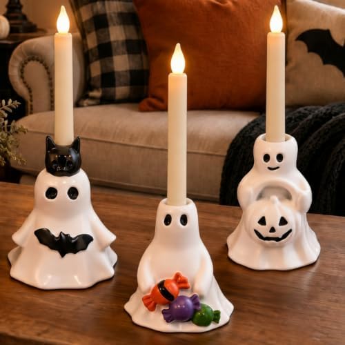 Havawish 3 Pcs Halloween Ghost Candlestick Holder Cute Ghost Candle Holder - Image 4