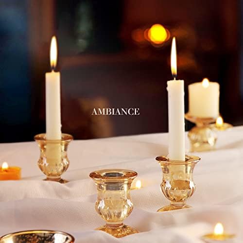 Letine Gold Candlestick Holders Set of 12-2.5" H Taper Candle Holders Bulk -Gold Glass Candle Holder for Valentine's Day, Christmas, Rustic Wedding Centerpieces, Party Decor - Image 3
