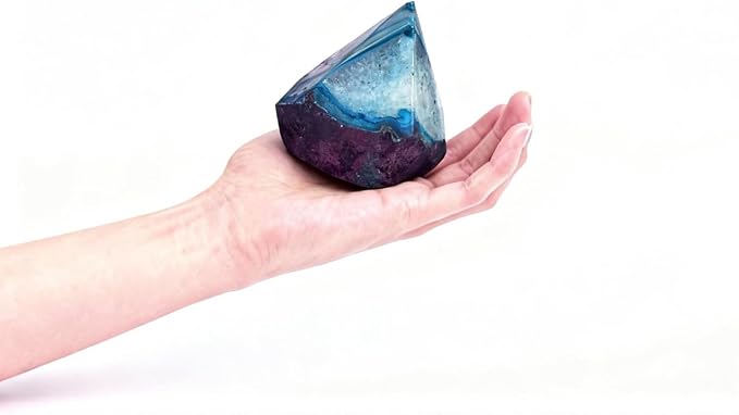 Big Agate Wand Geode Irregular Column 1.7-2.2 Lbs Dyed Teal for Japandi Theme Yard Garden Botanical Balance Space Decor