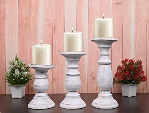 Samhita Set of 3 Wood Candle Holders – Hand Carved Decorative Candle Holder for Living Room or Table Centerpiece - Image 5