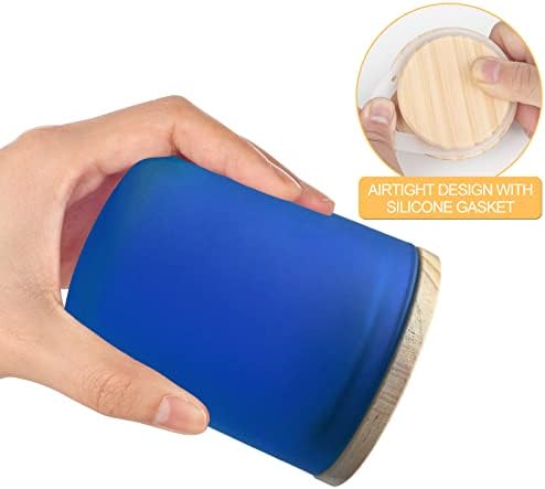 SHOWIN 10 OZ Thick Candle Jars for Making Candles 15 Pcs, Empty Jars with Wood Lids for Candle Making, Sample Container, Frosted Blue - Image 3