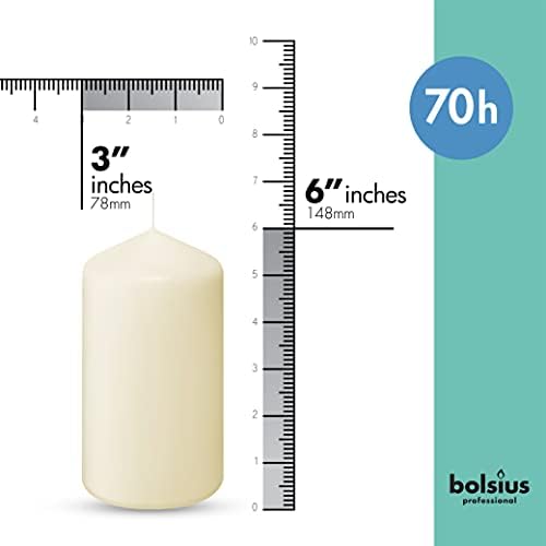BOLSIUS Set of 6 Ivory Pillar Candles - 3x6 inch Unscented Candle Set - Dripless Clean Burning Smokeless Dinner Candle - Perfect for Wedding Candles, Parties and Special Occasions - Image 2