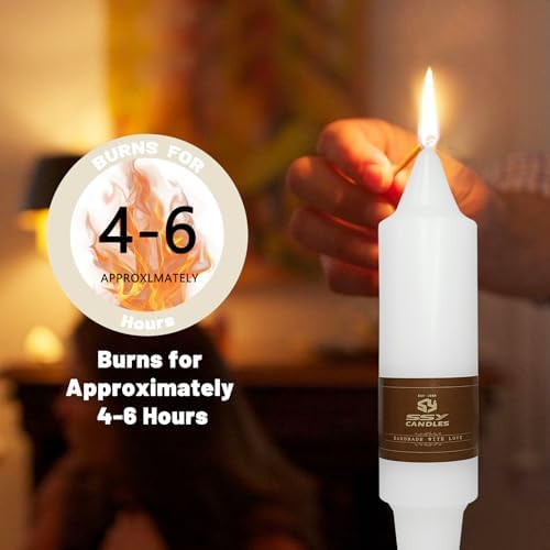 NJAO HOO Halloween Candlesticks White Short Taper Candle 5 Inch Unscented Dripless Tapered Candle Set for Home Dinner Party Fall Decor, 4 Pack - Image 4