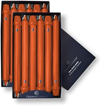 Colonial Candle Unscented Taper Candle, Classic Collection, Pumpkin, 10 In, Pack of 12 - Up to 8 Hours Burn by ColonialCandle