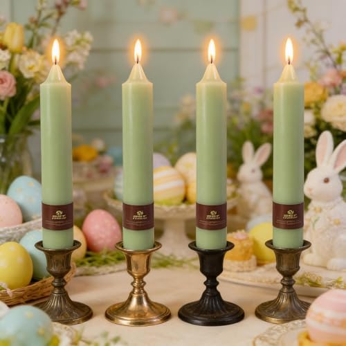 Green Taper Candles 9 inch - 4 Pack Fat Candle Taper Candles Dripless, Smokeless, Unscented Tall Candlesticks - Perfect for Home Decor, Weddings, and Special Occasions - Image 6