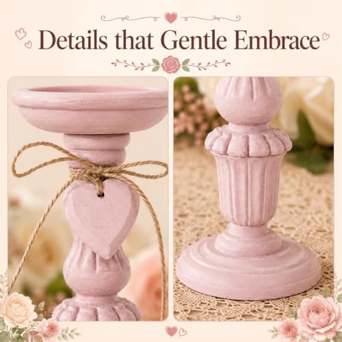 Shabby Chic & Vintage Farmhouse Wood Candle Holders - 2Pcs - Image 5