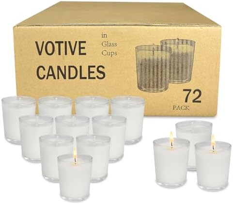 72 Pack White Unscented Clear Glass Filled Votive Candles, Hand Poured Wax Candle Ideal Gifts for Aromatherapy Spa Weddings Birthdays Holidays Party by Lightupyourwonderfullife