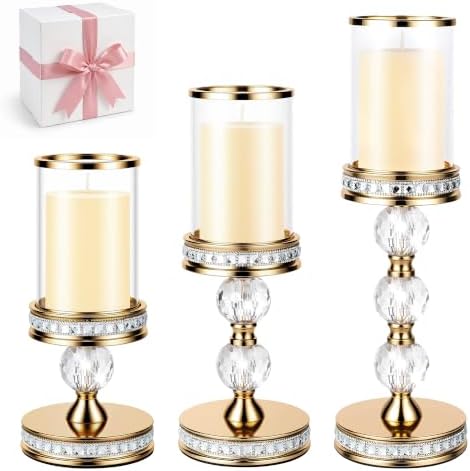 Hurricane Candle Holder, 12.6" Tall Metal Stand, Glass Pillar Candle Holder by Unknown