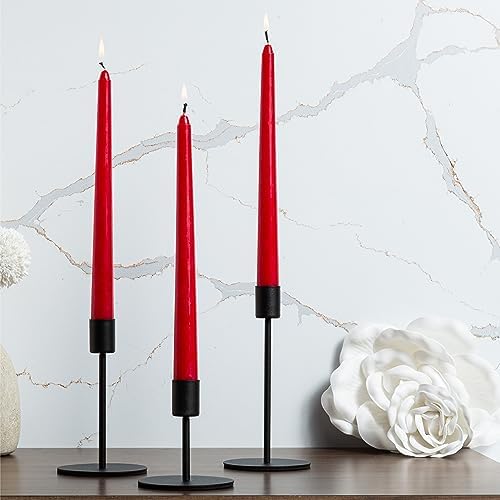 Bask 10-inch Taper Candles - Unscented and Dripless - Burns for 8 Hours - Home Decor for Dinner Table, Kitchen, and Bedroom - Perfect for a Romantic Date or Anniversary - 12-Pack - Red - Image 6