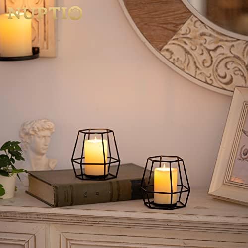 NUPTIO Black Geometric Tealight Candle Holders, Set of 2 - Image 5