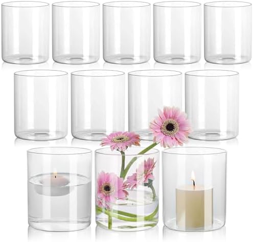 SUPMIND 12Pcs Glass Cylinder Vase for Centerpieces 5inch Clear Flower Vases by SUPMIND
