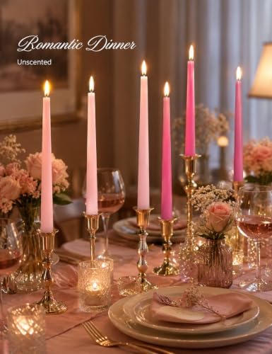 Gradient Hot-Pink Taper Candles for Wedding Valentine's Day - Image 4