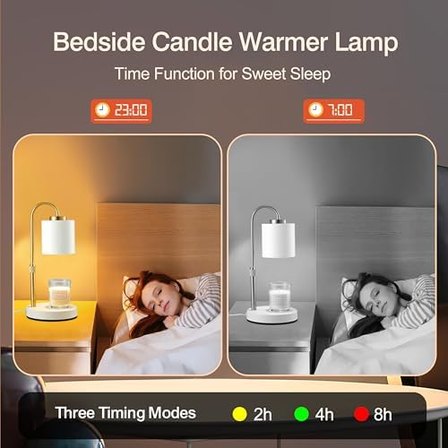 CASTLELIFE Candle Warmer Lamp with Timer & Dimmer, Height Adjustable Electric Wax Melt Warmer for Jar Candles, Gifts for Mom Home Decor, White Gold - Image 6