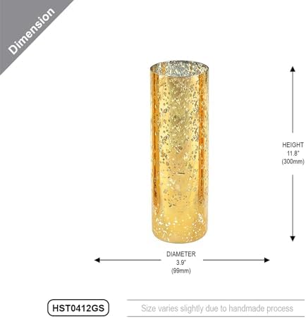 WGVI Hurricane Candle Holder Sleeve, W: 4", Ht: 12", Gold Speckled Glass Cylinder Open Both Ends, Chimney Tube Shade, 12 Piece - Image 2