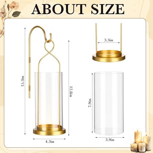 Set of 2 Gold Wall Candle Sconces Decor Wall Candle Holder for Pillar Candles - Modern Metal Hurricane Lantern Decoration for Indoor Porch Fireplace Bathroom Living Room - Image 2