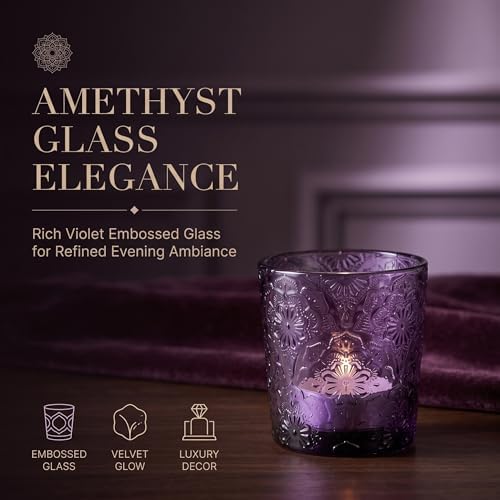 Purple Mandala Glass Tealight Holders, 12 Pack - Image 2