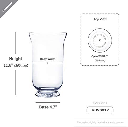 WGV Unique Bouquet Vase, 7" W, 12" H, Clear Short Hurricane Glass Candle Holder, Floral Planter Terrarium, Home Wedding Event Decor, 1 Piece (VHV0812) - Image 2