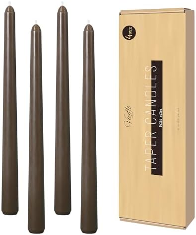 Viyffo Taper Candles, 10 Inch, 4 Pack, Hazelnut Brown – Unscented by Viyffo