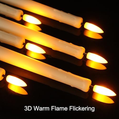 12 Pcs Flickering Flameless LED Taper Candles, Wedding Decor, Ivory - Image 3