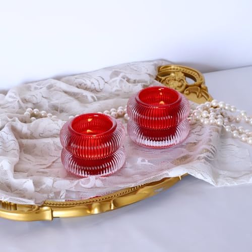 Woho Red Votive Candle Holders Set of 6, Tea Candle Holder for Christmas - Image 5