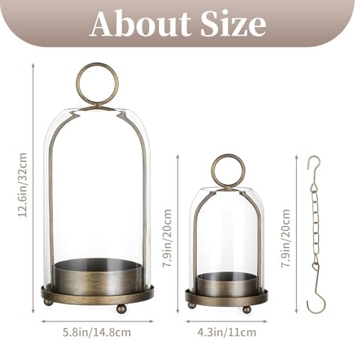 Sziqiqi Hurricane Candle Holder Lanterns: Pillar Candle Holders Set of 2 - Image 6
