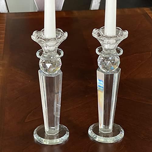 Allgala Set of 2 Crystal Glass Made Reverse Tapered Pillar and Hand Crafted Ball Candlesticks-8.5"-HD89151 - Image 5