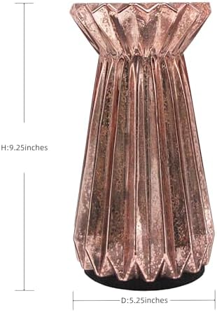 Home Decor, Mercury Glass Pillar Candle Pedestal Holders with led Lights, Lighted up Candle Holder for Pillar Candle, Glass Candlestick Holders with Timer for Wedding Dining Table Xmas (Rosegold) - Image 6