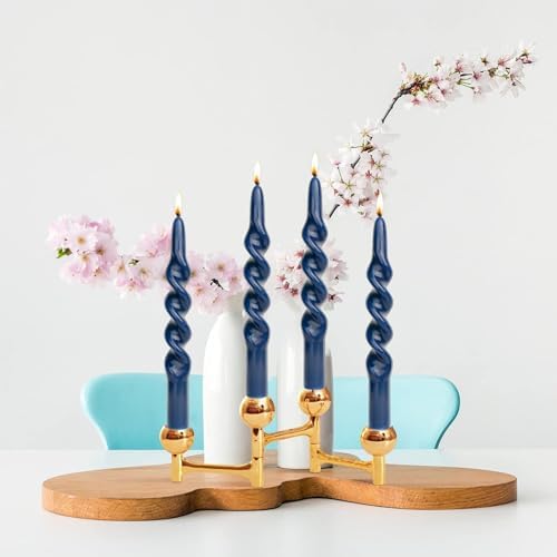 MAITREYA Navy Taper Candles Conical Stick Candles Spiral Taper Candles-Set of 4 for Decoration Weddings Party Church-Unscented Dripless Candles,10inch(C-Navy Blue) - Image 2