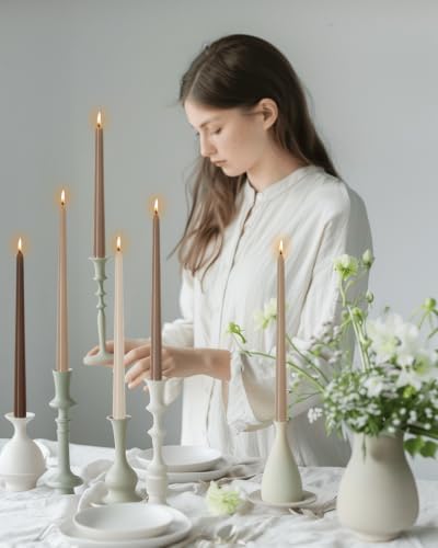 Brown Tall Taper Candles 12 inch Unscented Smokeless Long Tall Tapered Candle for Candlesticks Sticks Wedding Advent Home Decor Dinner Christmas，Set of 12 - Image 2