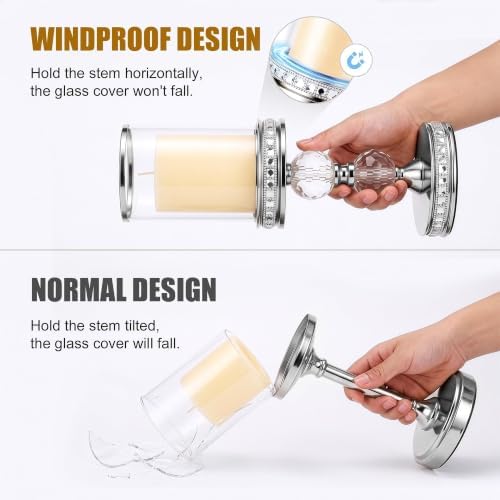 12.4" Tall Hurricane Candle Holder, Pillar Candle Holders with Glass Sleeve - Image 6